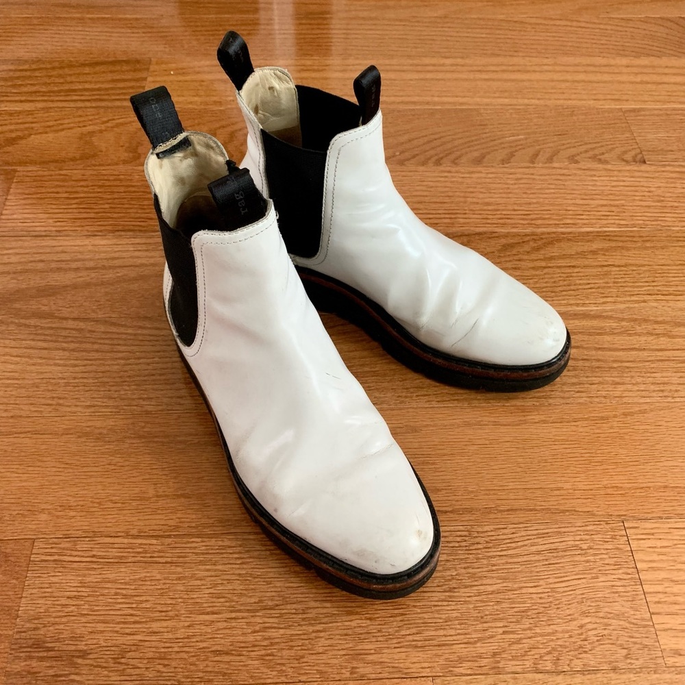 Rag and Bone White Taryn Chelsea Boots